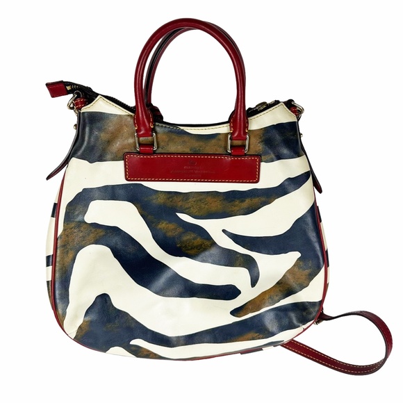 Dooney & Bourke Zebra Print Red Leather Hobo Western Satchel Crossbody Bag Purse - Picture 3 of 16